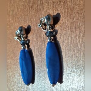 Blue Dangle Clip-on Earrings